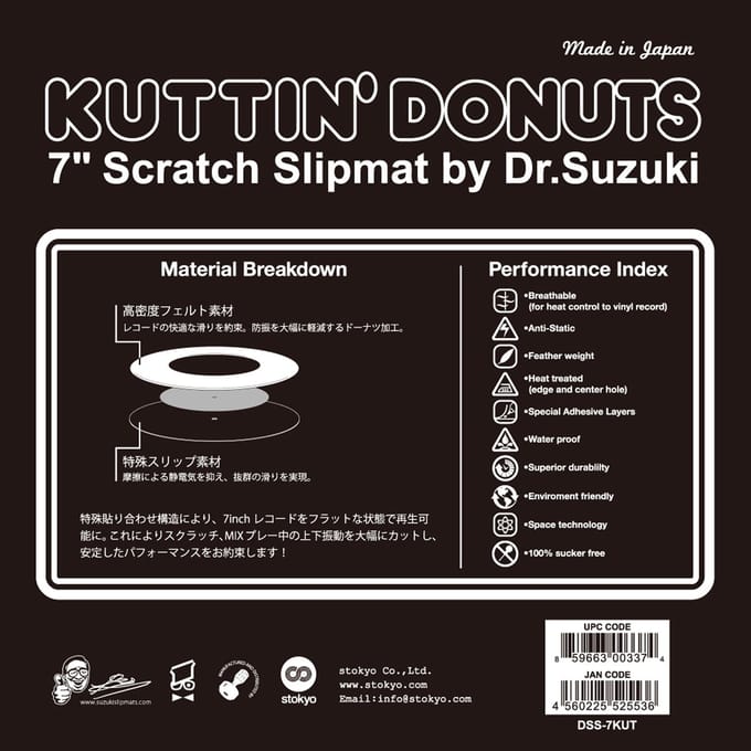 Dr. Suzuki 7" Kuttin Donuts Slipmat - white - Slipmat voor draaitafels
