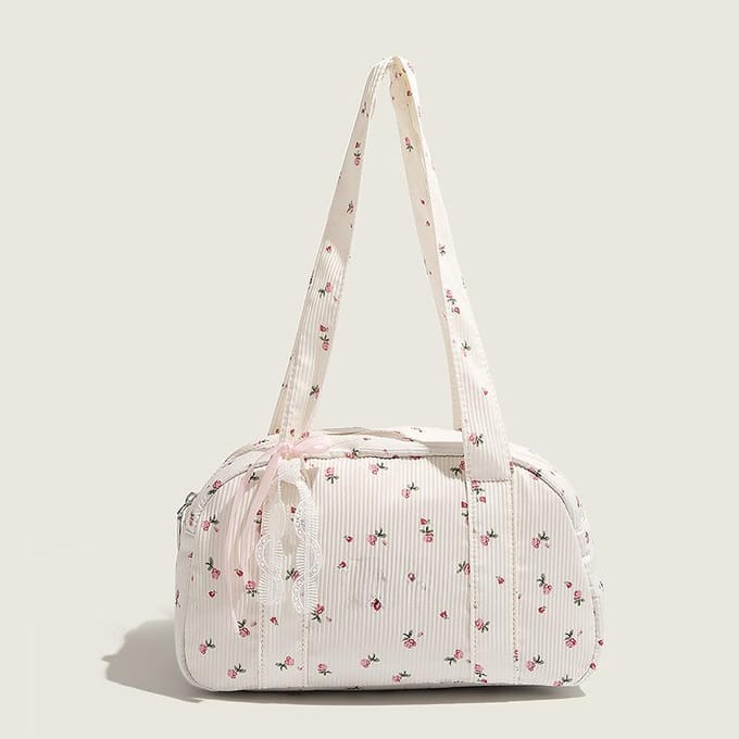 Meisjes Hart Katoen Canvas Bowlingtas Zoete Handtas Schoudertas white