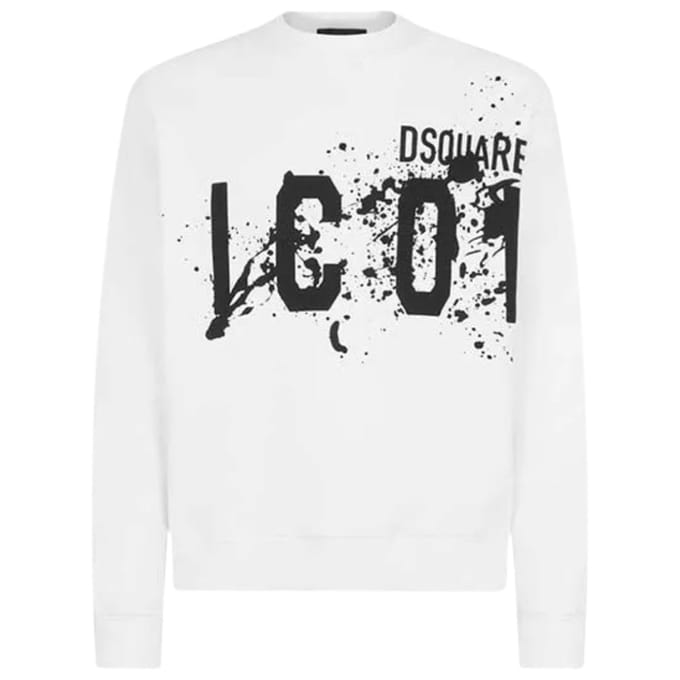 Dsquared2 Icon Splash Cool Fit Crew Neck Witte Sweatshirt