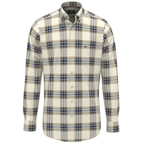 Fynch-Hatton Overhemd Washed Oxford Check Button-Down Dark Leaf / male