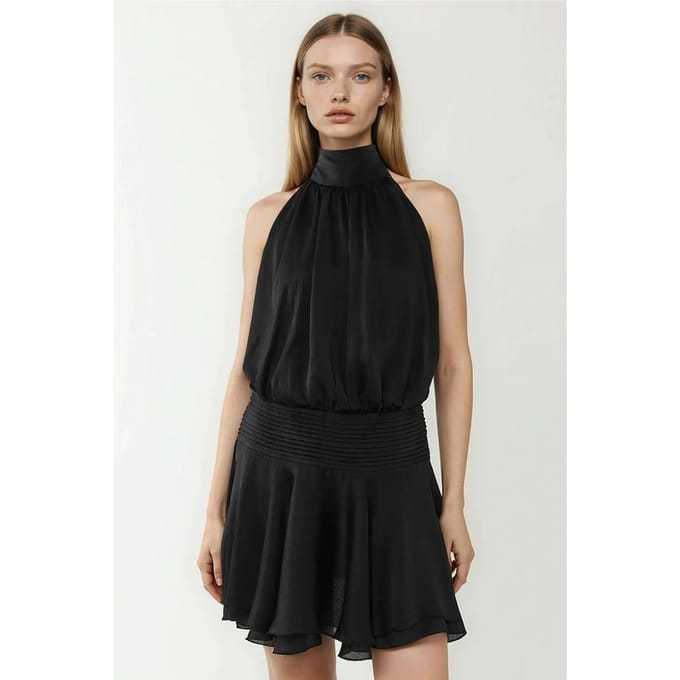 Gestructureerde Turtleneck Mini Jurk