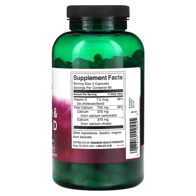 Calcium & Vitamine D, 240 Capsules