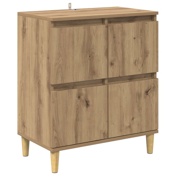 vidaXL - Dressoir - Artisan - Eiken - 60 - x - 35 - x - 70 - cm - Bewerkt - hout