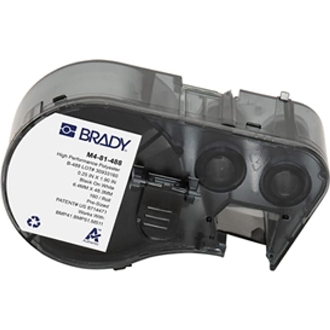 Brady M4-81-488 polyester labels zwart op wit | 6,35 mm x 48,26 mm (origineel)