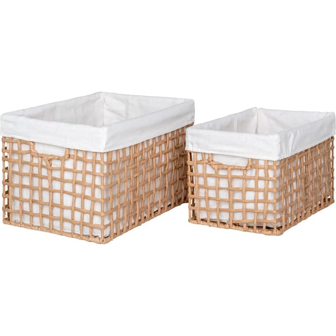 Bustelomand - Natuurlijk Set van 2 - House Nordic - Manden - Bruin - Papier; Metaal