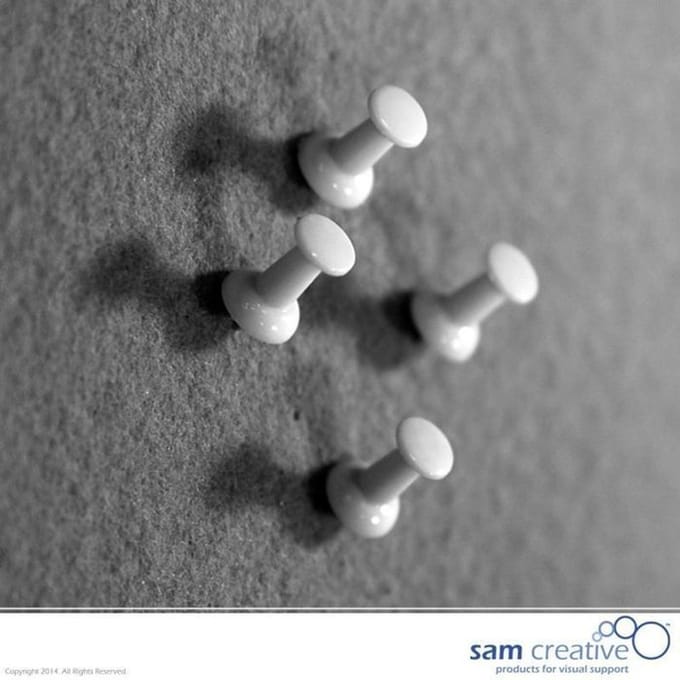 Sam Creative - Prikbord kurk - Punaise - Wit - 40 stuks