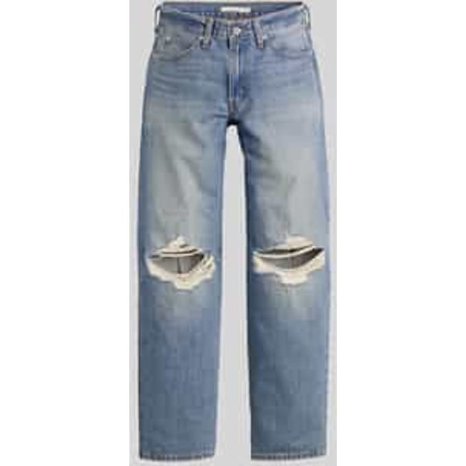 loose fit jeans van pure katoen in destroyed-look