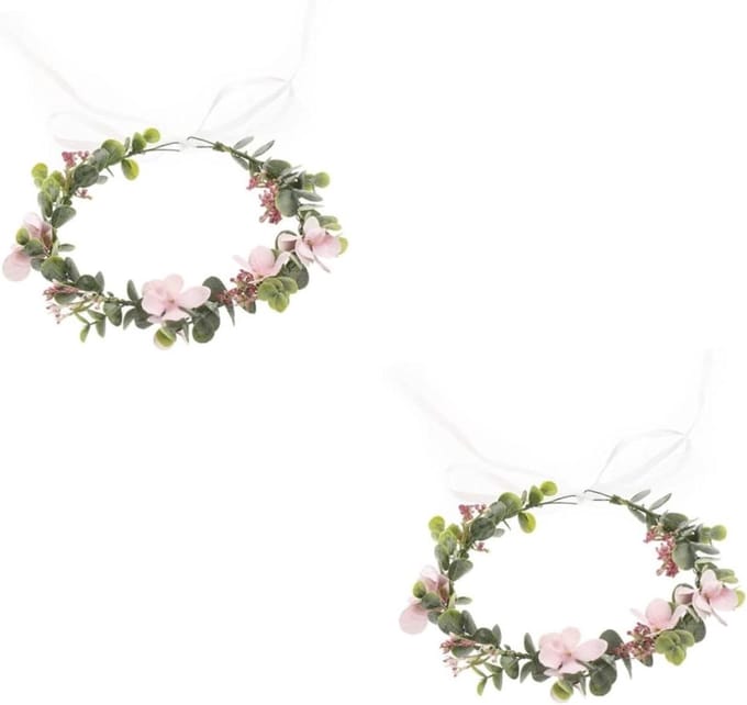 Bloemen Hoofdband - Bruiloft Kroon - Feestelijke Aankleding - Lichtgewicht Ontwerp - 49 x 3 cm - Wit