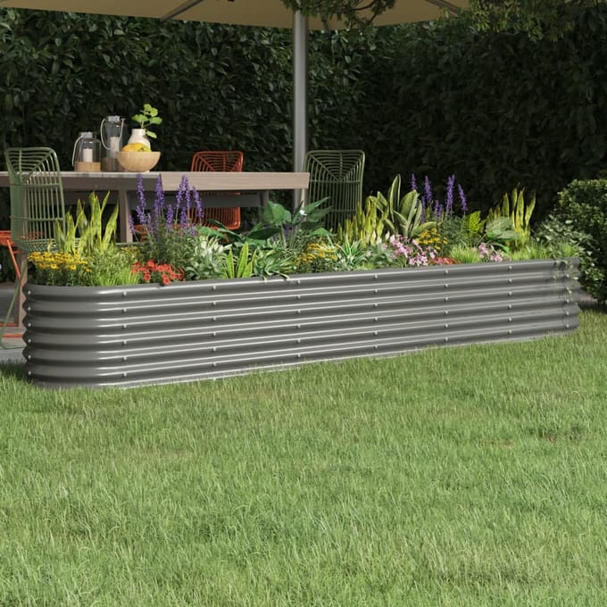 vidaXL - Plantenbak - 260x40x36 - cm - gegalvaniseerd - staal - grijs