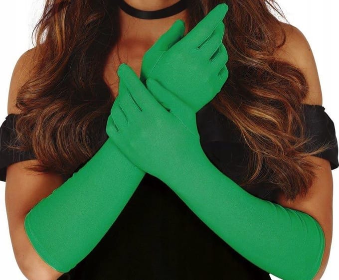 Gants Longs Verts Soirée Années 20 Rétro Dame Carnaval Bal 42Cm green