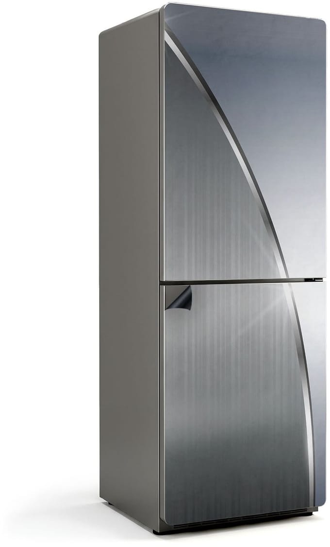 WALLFLUENT Magnetische Koelkastmat - Magneetposter 70 x 190 cm - Grijs metaalpatroon