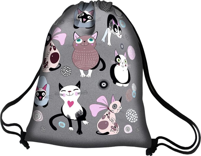 Bertoni - Gymtas / schoenentas - full colour print ( katten ) - waterdicht - 36x44 cm