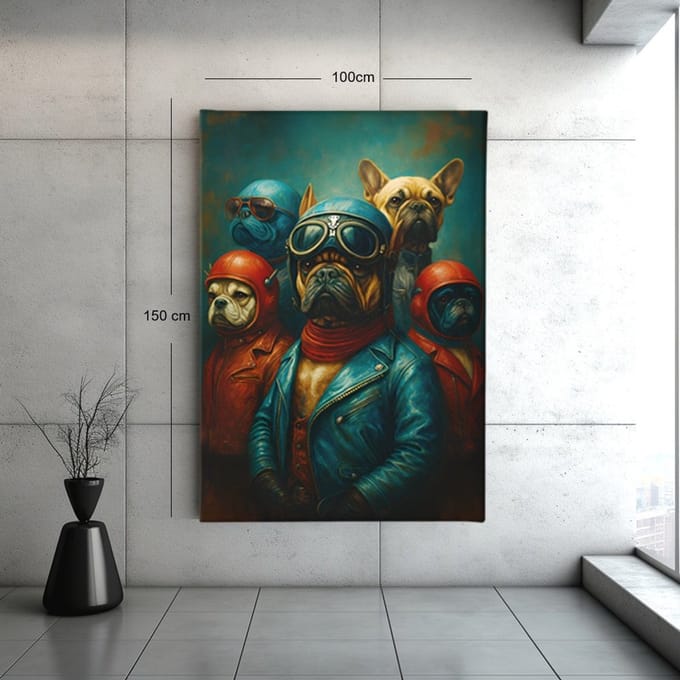 Canvas Schilderij - Honden - Moderne Wanddecoratie - 60x40x2 cm