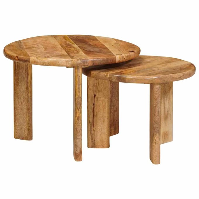 vidaXL - Nesting - Koffietafels - 2 - st - Bruin - Ø - 50 - x - 40 - cm - Massief - Mango - Hout