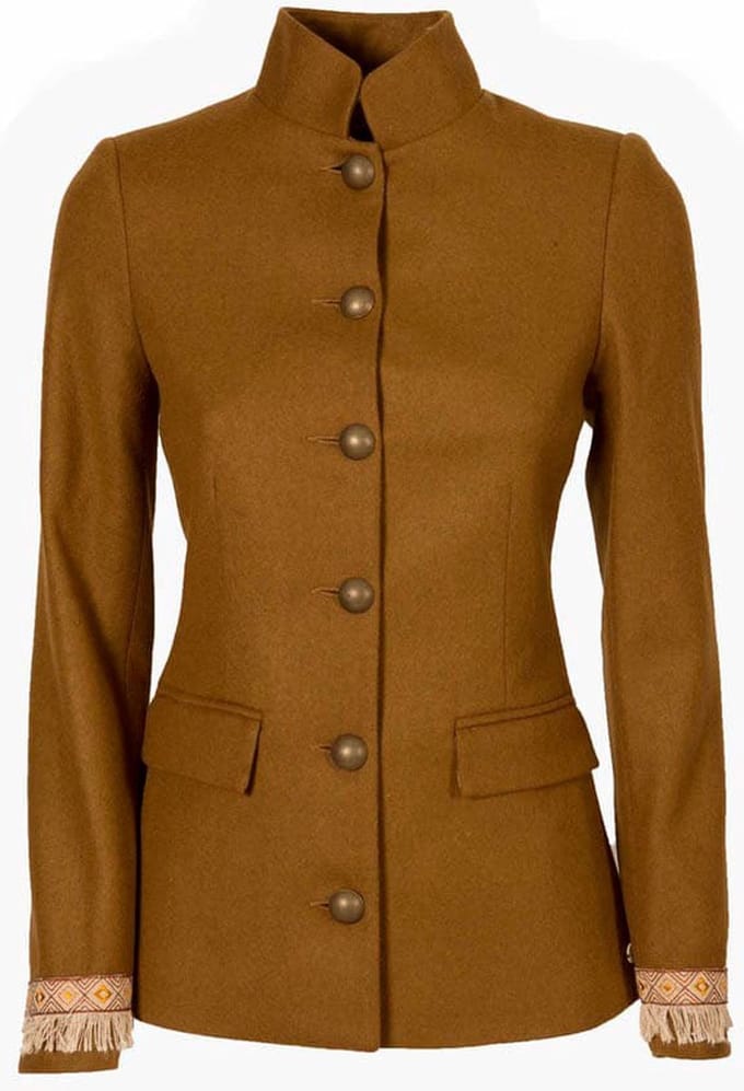 Pasion Morena Deer Embroidered Jas Bruin L Vrouw