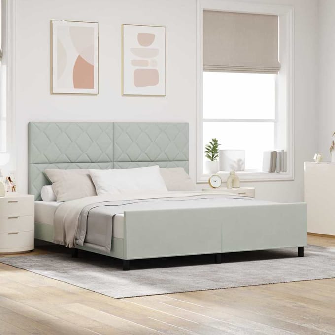 vidaXL - Boxspring - bed - met - hoofdeinde - Lichtgrijs - 180 - x - 200 - cm - Fluweel