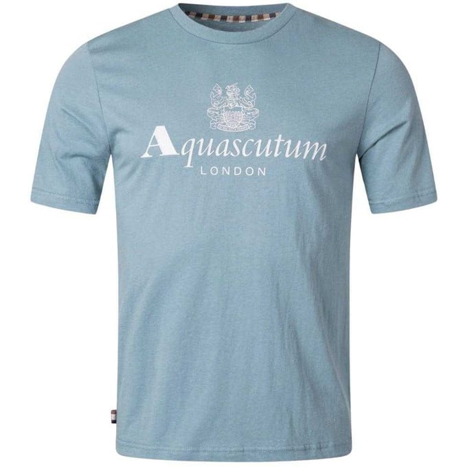 Aquascutum Heren Actief Groot Logo T-Shirt (Blauw)