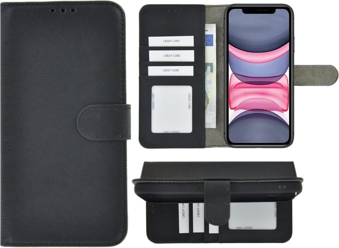 Pearlycase Hoes Wallet Book Case Zwart Geschikt voor Apple iPhone 11