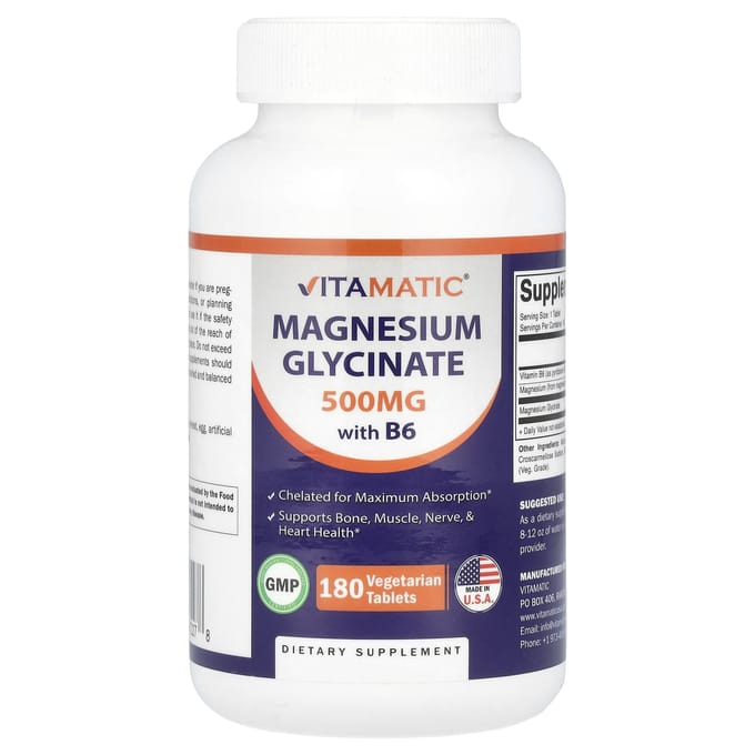 Vitamatic, with Magnesium Glycine (B6), 180 Veggie Tablets