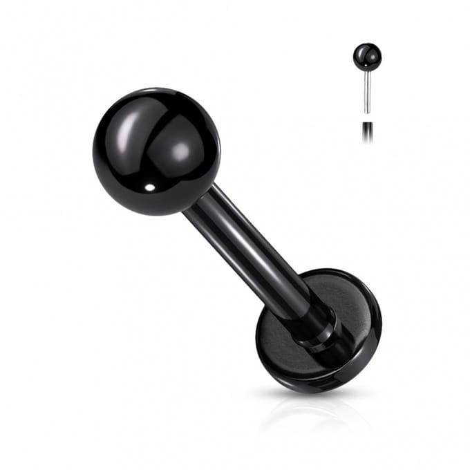 Piercing rond basis - push in - 0.8x8x2 mm - zwart - LMPiercings