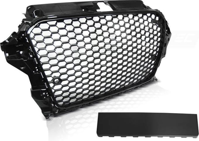 Grill geschikt voor AUDI A3 (8V) 12-16 RS3 STIJL GLANZEND ZWART
