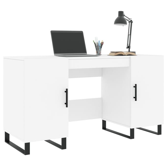 vidaXL - Bureau - 140x50x75 - cm - bewerkt - hout - wit