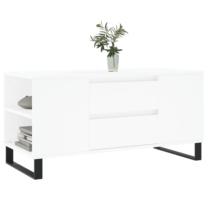vidaXL - Salontafel - 102x44,5x50 - cm - bewerkt - hout - wit