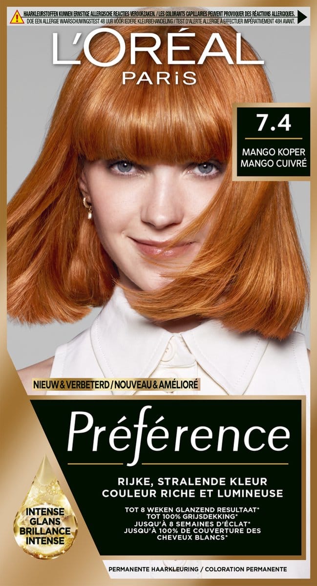 L’Oréal Paris Préférence is een permanente kleuring voor een stralende en glanzende kleur.
