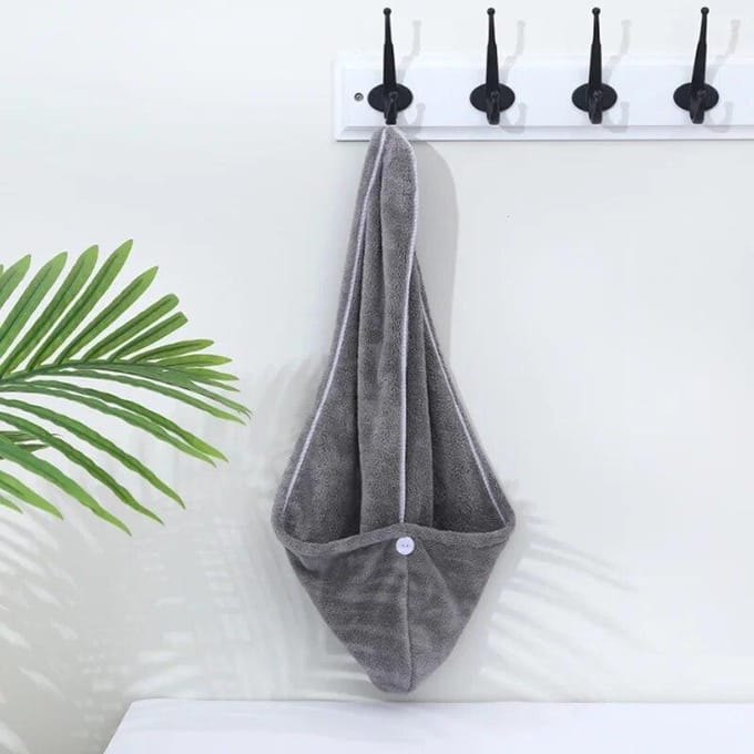 Bonnet de bain absorbant pour cheveux secs - Serviette de bain à séchage rapide pour femmes - Serviette de bain épaisse pour cheveux secs gris