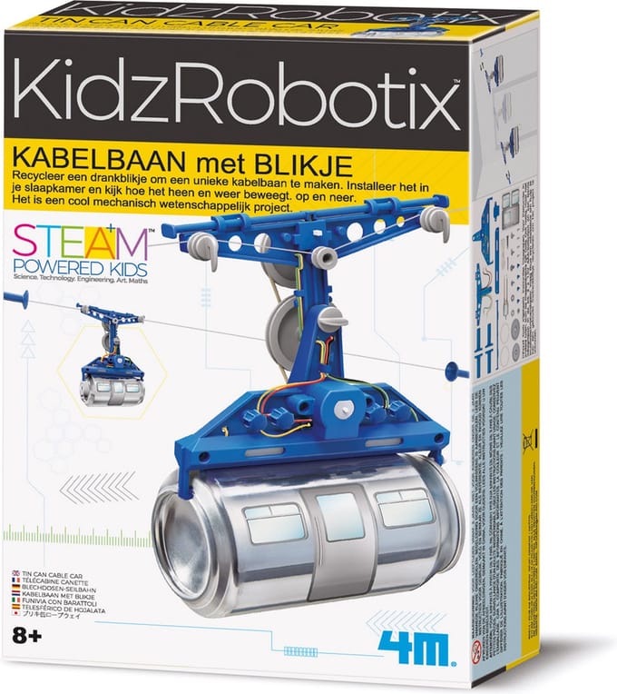 4M Wetenschap En Spel - Maak Je Eigen Kabelbaan - Bouwpakket Mechanica - Kidzrobotix - 8 Jaar