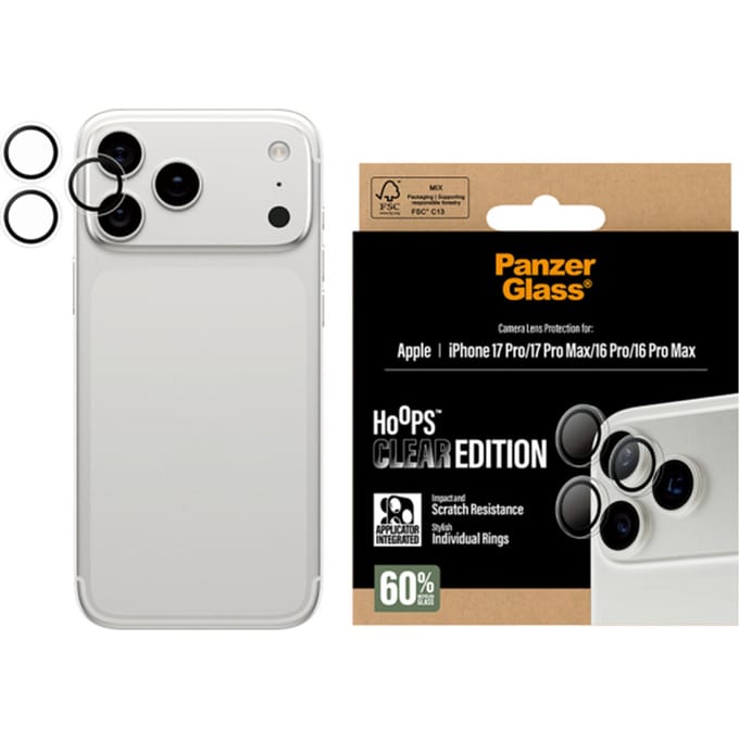 PanzerGlass Screenprotector geschikt voor Apple iPhone 17 Pro Glazen | PanzerGlass Hoops Camera Lens Protector - Case Friendly