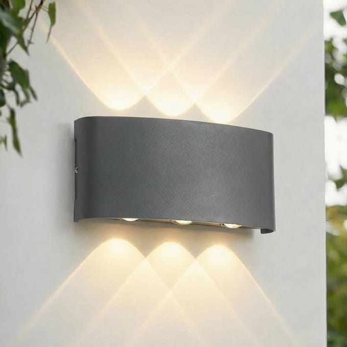 Lindby LED buiten wandlamp Ithan, 3-lamps, antraciet, 17 cm