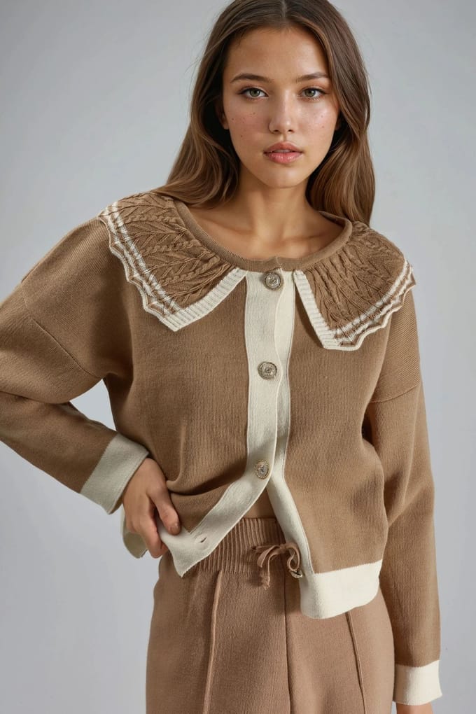 Knopjeskraag Brei Sweater voor Baby