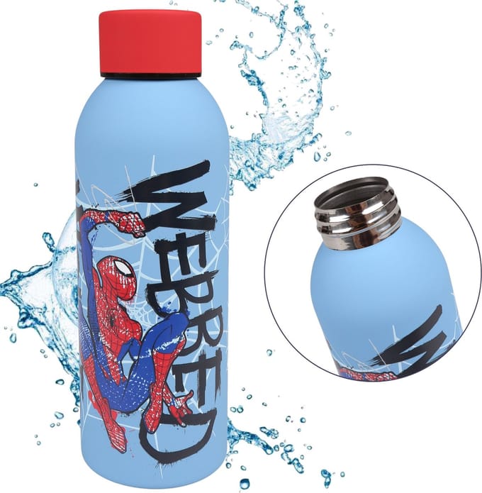 MARVEL SpiderMan Stalen Drinkfles, Blauwe Fles 500ml