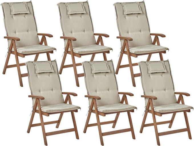 AMANTEA - Tuinstoel set van 6 - Taupe - Acaciahout