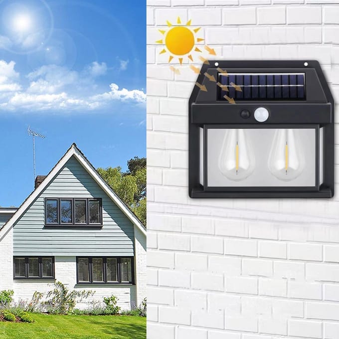 Draadloze Solar Wandlamp met Bewegingssensor voor Buiten - Warm Licht, IP65