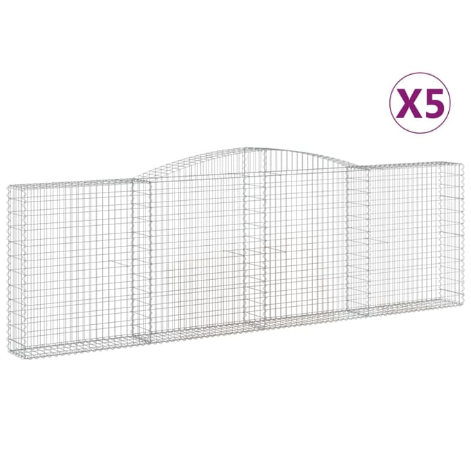 vidaXL - Schanskorven - 5 - st - gewelfd - 400x30x120/140 - cm - ijzer