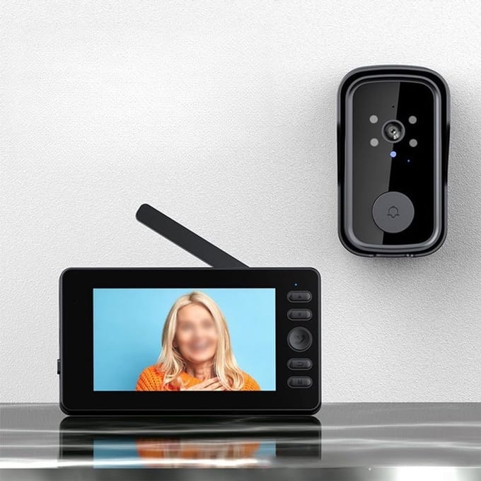 Slimme Deurbel - Videodeurbel Camera - Veiligheid Thuis - 4.3 Inch Scherm - 12 x 7 x 16 cm - Zwart