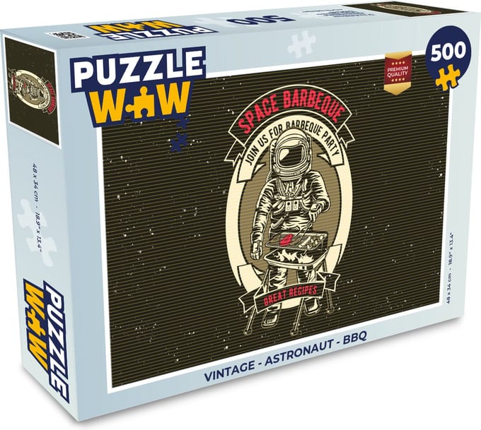 Puzzel Vintage - Astronaut - BBQ - Legpuzzel - Puzzel 500 stukjes