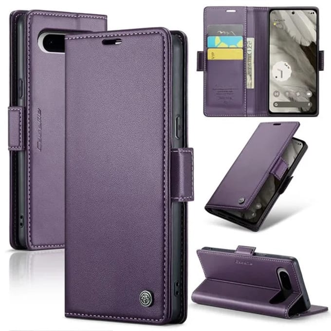 CaseMe Wallet Case met RFID Bescherming en Magneetsluiting voor Google Pixel 8 _ Paars