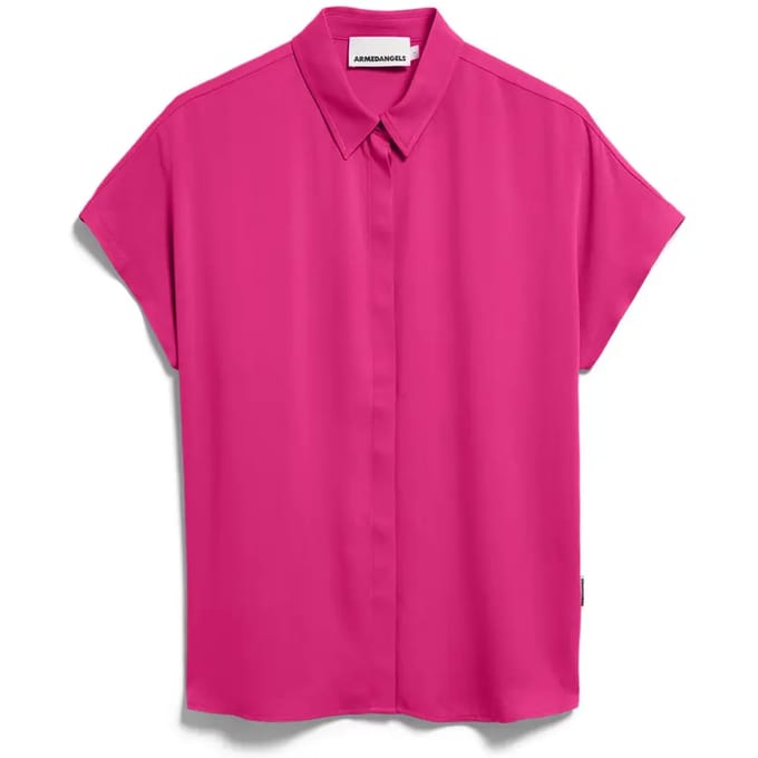 relaxed fit overhemdblouse van pure viscose model 'LARISAANA'