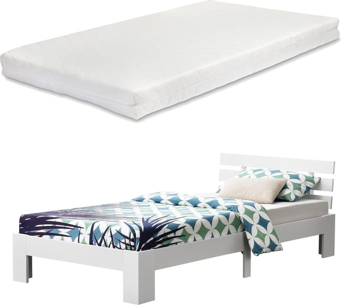 Houten bed Nivala grenen met matras 120x200 cm wit