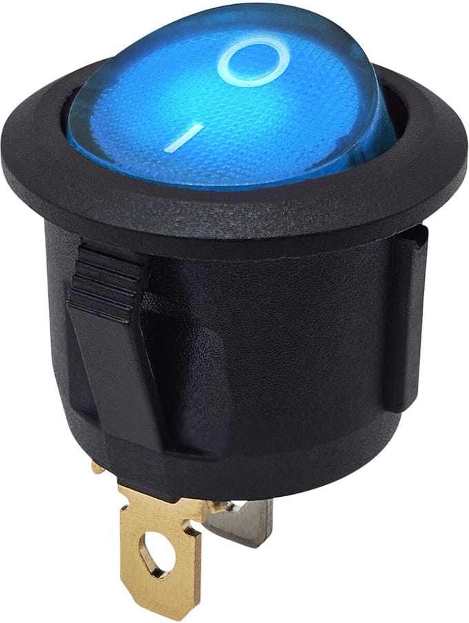ProRide Wipschakelaar ON-OFF KCD2-220 - Rond - 3 pins - 250V/6A - Blauw