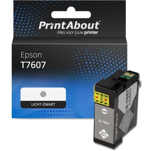 PrintAbout Inktcartridge T7607 Licht-zwart geschikt voor Epson