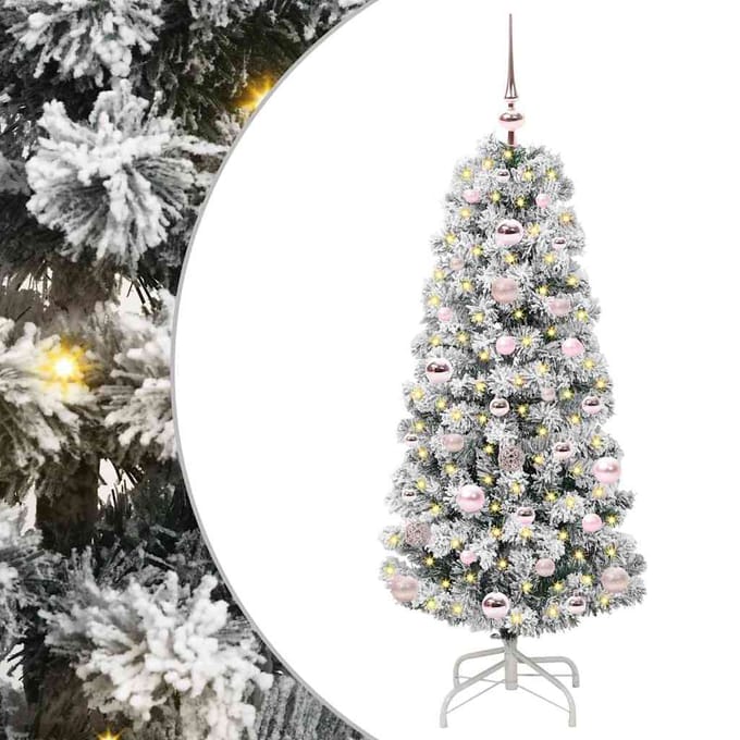 vidaXL - Kunstmatige - Hinged - Kerstboom - 150 - LED's - Groen - en - Wit - 120 - cm