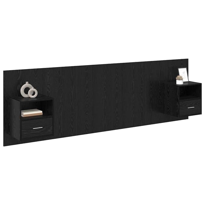 vidaXL - Hoofdeinde - Met - Kast - 3 - st - Zwart - Eiken - Bewerkt - hout