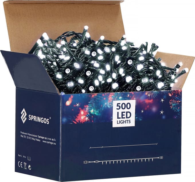 Springos Kerstverlichting | Binnen & Buiten | Koppelbaar | 30 m | 500 LED | Koel Wit