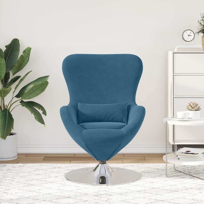 vidaXL - Eivormige - stoel - Blauw - Fluweel