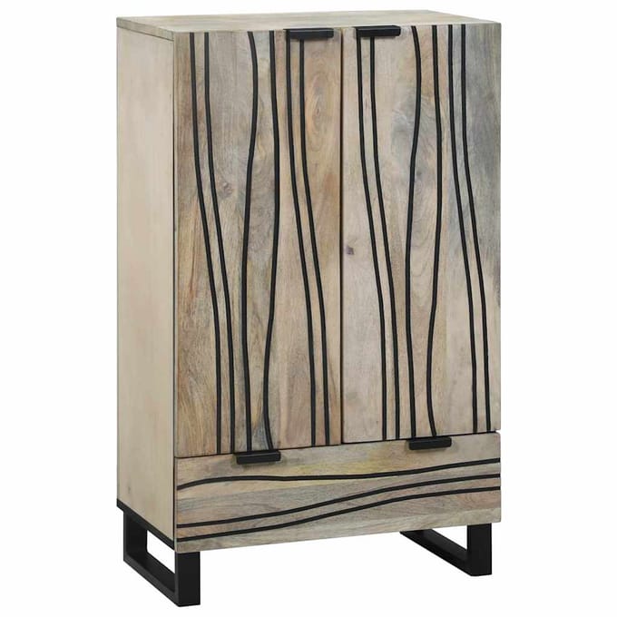 vidaXL - Walnoot - Highboard - Wit - en - Zwart - 60 - x - 33 - x - 100 - cm