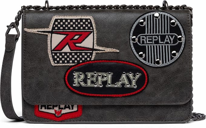 REPLAY Schoudertas Crossbody Bag Washed Black Taupe
